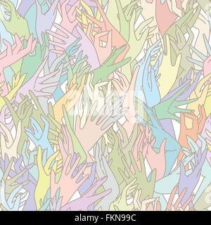 Vector seamless pattern del grazioso mani femminili legate in colori pastello Illustrazione Vettoriale