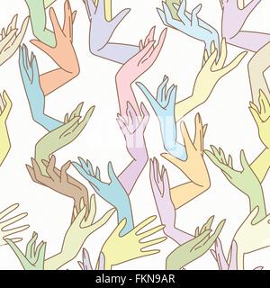 Vector seamless pattern del grazioso mani femminili legate in colori pastello Illustrazione Vettoriale