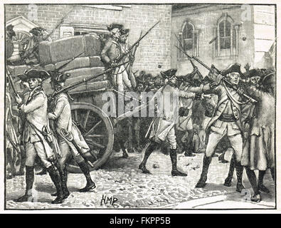 Applicazione del timbro atto truppe la scorta di carta bollata per New York City Hall USA 1766 Foto Stock