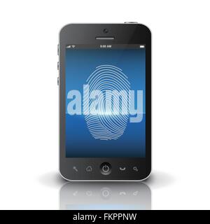Smartphone di impronte digitali di scansione su una schermata Illustrazione Vettoriale