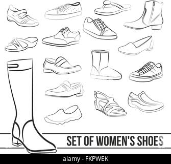 Il centro di scarpe donna tacchi, linee verniciato Illustrazione Vettoriale