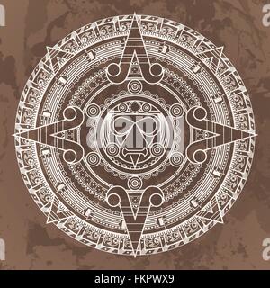 Vector modello circolare nello stile del calendario azteco stone Illustrazione Vettoriale