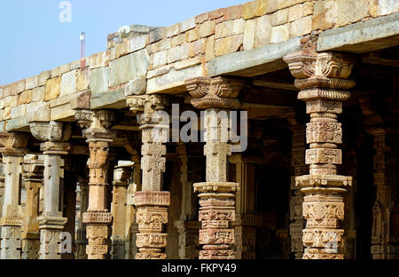 L'architettura complicata al Qutub Minar, New Delhi, India Foto Stock