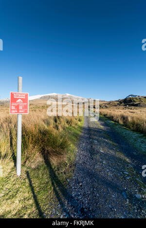 Sentiero Rhyd-Ddu Snowdonia National Park il Galles del nord guarda verso Snowdon vertice dal punto di partenza del percorso. Foto Stock