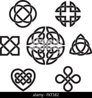 Set di sette della tradizione celtica nodo infinito gli elementi del vettore Illustrazione Vettoriale