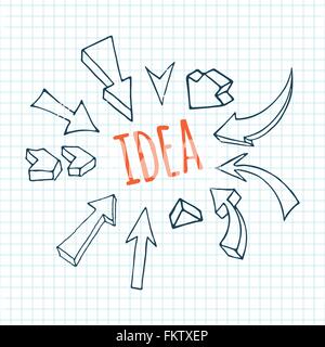 Diagramma di stock su un foglio di carta millimetrata con le frecce e le parole Illustrazione Vettoriale