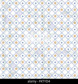 Vector seamless pattern di fiori su una carta a scacchi Illustrazione Vettoriale