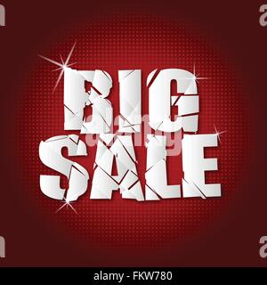 Grande vendita iscrizione rotti su sfondo rosso Illustrazione Vettoriale