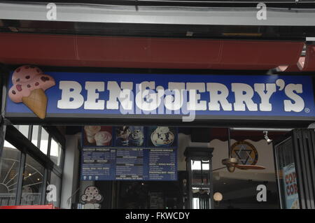 Ben & Jerry's segno sopra gelateria Foto Stock