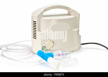 Compressore aria nebulizzatore medico con il tubo e boccaglio. Foto Stock