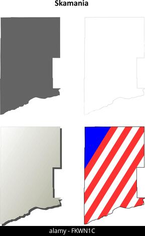 Skamania County, Washington mappa di contorno impostato Illustrazione Vettoriale