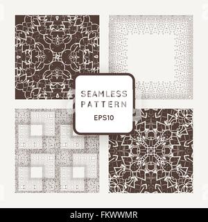 Set di vettore di quattro modelli di seamless intricati con un sacco di piccoli dettagli Illustrazione Vettoriale