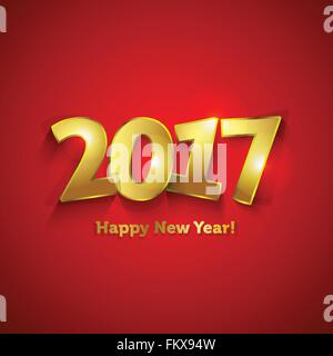 Golden 2017 Felice Anno Nuovo dolce della scheda Messaggi di saluto Illustrazione Vettoriale