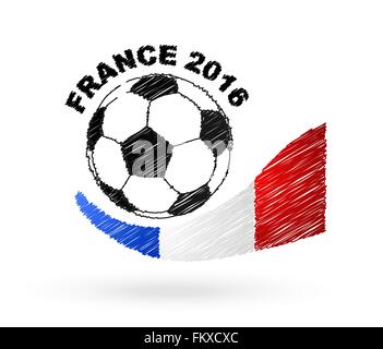 Sfera di calcio con la Francia bandiera effetto scribble Illustrazione Vettoriale