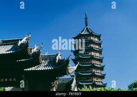 Tempio del nord Pagoda, Suzhou, provincia dello Jiangsu, Cina Foto Stock