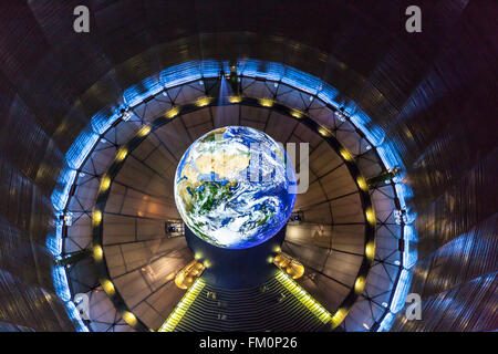 Il gasometro di Oberhausen, Germania, più alto d'Europa exhibition hall, 117 metri di altezza e il nuovo polo fieristico, meraviglie della natura, Foto Stock