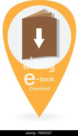 Sfondo colorato con un dorato e-icona a forma di libro. Illustrazione Vettoriale Illustrazione Vettoriale