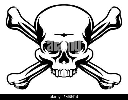 Un Teschio e Ossa Croce icona illustrazione come un pirati Jolly Roger segno Foto Stock