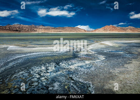 Montagna Lago Tso Kar in Himalaya Foto Stock