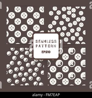 Set di vettore modelli senza soluzione di continuità con i pulsanti. Illustrazione Vettoriale