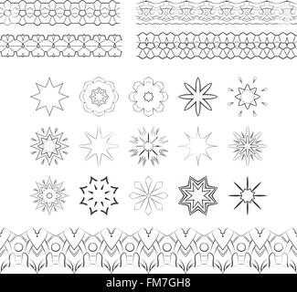 Set di vettore modellato in filigrana spazzole Illustrazione Vettoriale