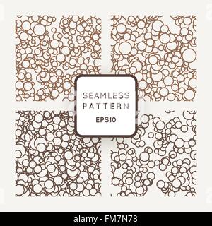 Set di vector seamless pattern di anelli caotico Illustrazione Vettoriale