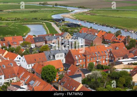 Danimarca, nello Jutland, Ribe, elevati vista città da Ribe Domkirke torre della cattedrale Foto Stock