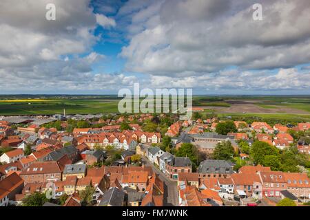 Danimarca, nello Jutland, Ribe, elevati vista città da Ribe Domkirke torre della cattedrale Foto Stock