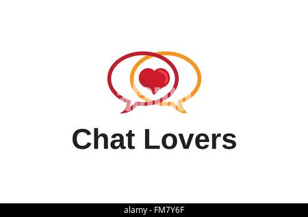 Due Chat Bubble Heart Lovers Logo Vector Symbol Illustrazione Illustrazione Vettoriale