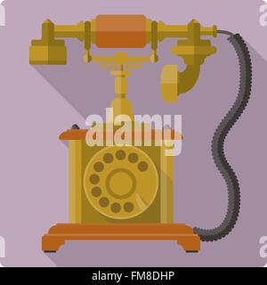 In stile retrò design piatto icona del telefono vintage Illustrazione Vettoriale