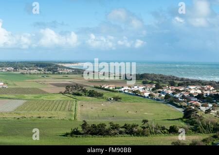 Francia, Charente Maritime, Ile de Re, San Clemente des Baleines, punto ad ovest di isola nuovamente dal faro di balene Foto Stock
