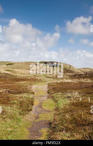 Danimarca, nello Jutland, Hantsholm, WW2-ser tedesco Atlantic Wall bunker e artiglieria costiera Foto Stock