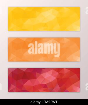 Sito web banner set modello astratto poligono triangolo background design colorato Illustrazione Vettoriale