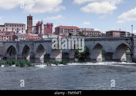 Fiume Duero in Tordesillas Valladolid Castiglia e Leon Spagna Foto Stock