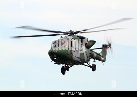 Army Air Corps Lynx AH.9A effettua un volo di formazione nel Wiltshire. Foto Stock