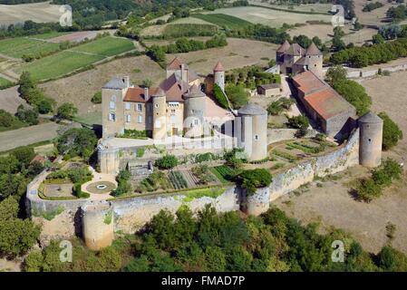 Francia, Saône et Loire, Berze Le Chatel, il castello (vista aerea) Foto Stock
