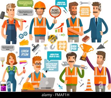 Costruzione e riparazione di set di icone. illustrazione vettoriale Illustrazione Vettoriale