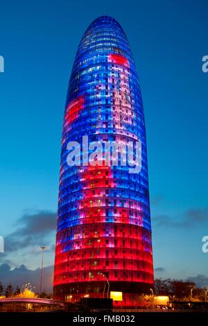 In Spagna, in Catalogna, Barcellona, Torre Agbar (Torre Agbar) Foto Stock