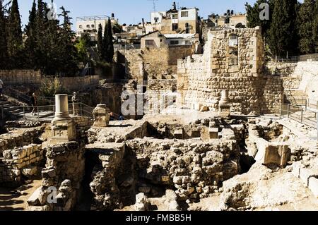 Israele, Gerusalemme, città santa, classificato come patrimonio mondiale dall' UNESCO, a est di Gerusalemme, settore palestinese, archeologico Foto Stock