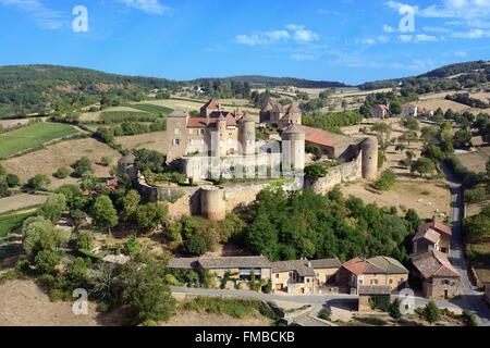 Francia, Saône et Loire, Berze Le Chatel, il castello (vista aerea) Foto Stock