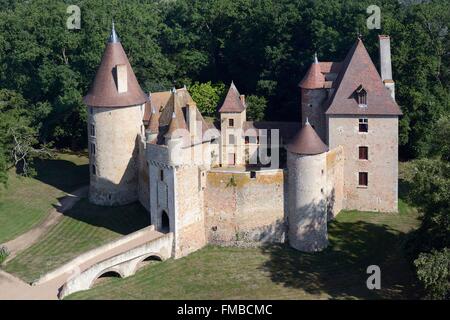Francia, Allier, Saint Pourçain sur Besbre, il castello di Thoury (vista aerea) Foto Stock