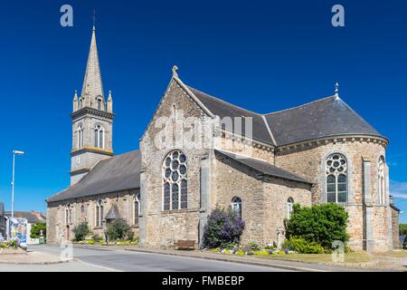 Francia, Cotes d'Armor, Merdrignac, la chiesa della Madeleine costruito tra1832 e 1834 Foto Stock