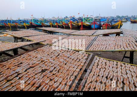 Il Vietnam, Binh Thuan provincia Phan Ri Cua, il porto di pesca Foto Stock