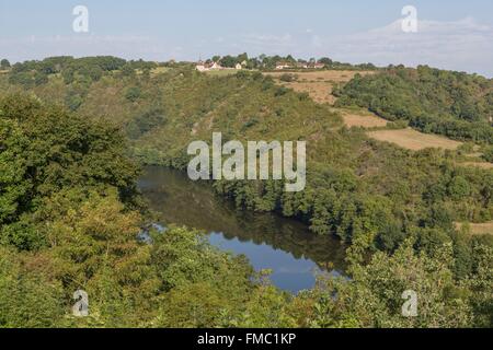 Francia, Indre, Creuse Valley vicino a Badecon le Pin, Pin meandro Foto Stock