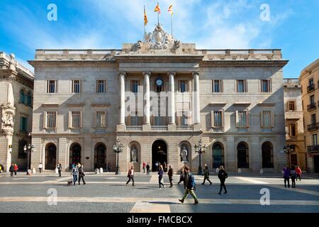 In Spagna, in Catalogna, Barcellona, quartiere Barrio Gotico, Ajuntament (Municipio) in Plaça Sant Jaume Foto Stock