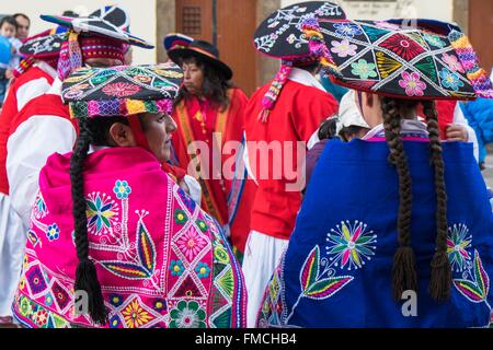 Perù Cusco Provincia, Cusco, classificato come patrimonio mondiale dall' UNESCO, preparazioni per Inti Raymi o Sun Festival, un importante Inca Foto Stock
