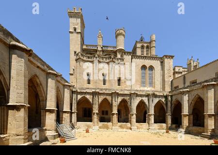 Francia, Herault, Beziers, la Cattedrale di Saint Nazaire, il chiostro Foto Stock