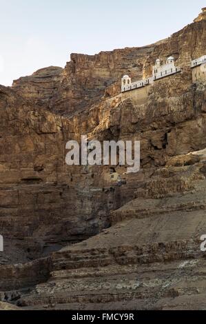 Israele Palestina, Cisgiordania ( controversi territorio), Valle del Giordano, Gerico, il Monastero delle Tentazioni Foto Stock