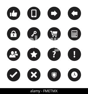 [EPS10] nero computer piatto e varie serie di icone sul cerchio per il web, UI ed infografico e le applicazioni per dispositivi mobili Illustrazione Vettoriale