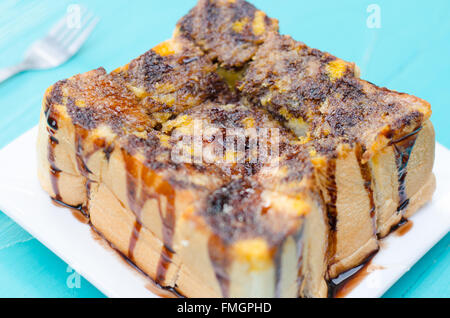 Toast pudding di pane al cioccolato Foto Stock